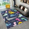 Colorful Dino World Rug for Kids' Bedrooms, Fun Cartoon Dinosaurs Carpet, Educational Play Area Mats Skid Resistant Carpet