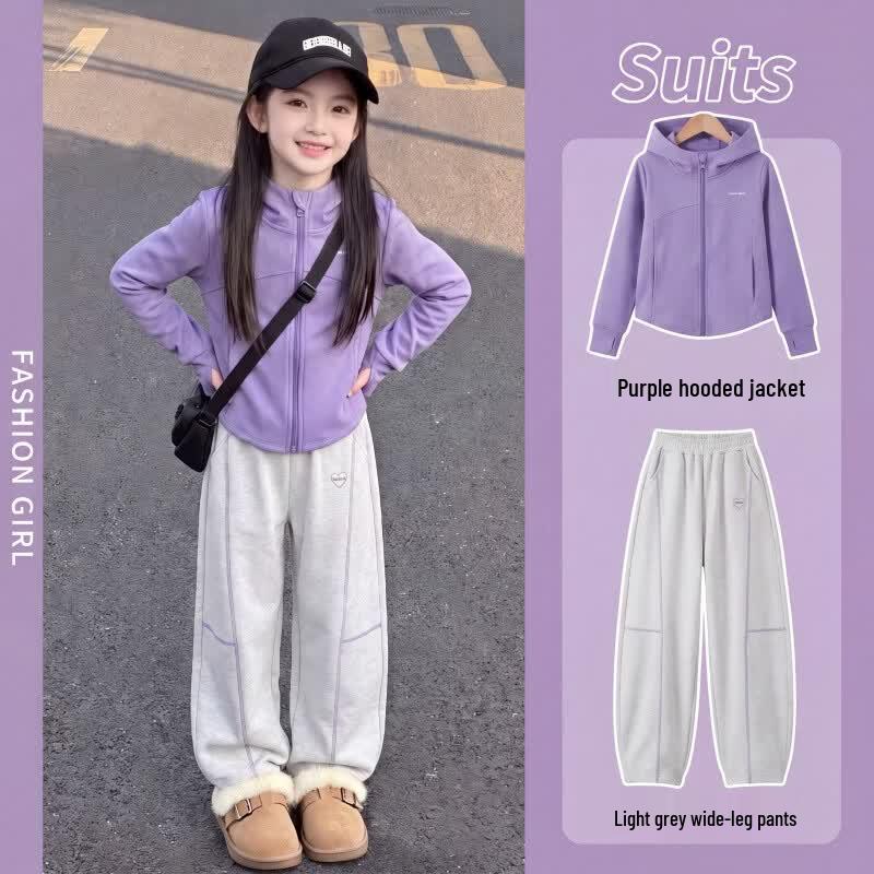 Moonkids Girls' Hooded Sportswear Set