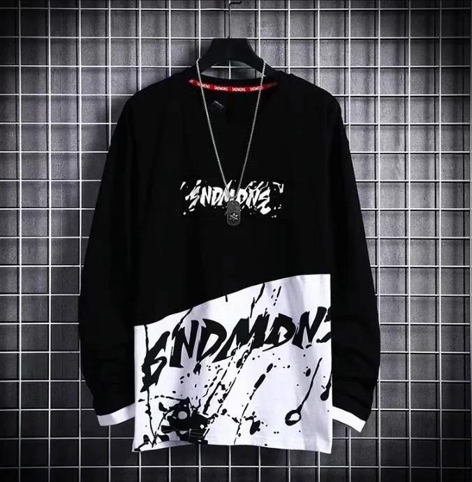 Pánská japonská hip-hopová módní volná mikina s dlouhým rukávem na jaro a léto