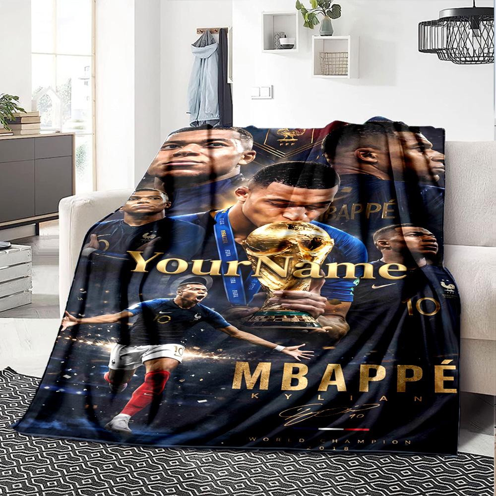 Mbappe Personalized Text Blanket Multi-purpose Customizable Blanket Soft & Cozy Perfect for Home Decor Picnics Seaside Bedding for All Occasions
