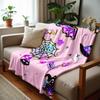 Glitter Pink Halloween Sticke Anime Cartoon Flannel Blanket Soft Warm Throw for Bedroom Sofa Car Kids Holiday Gift