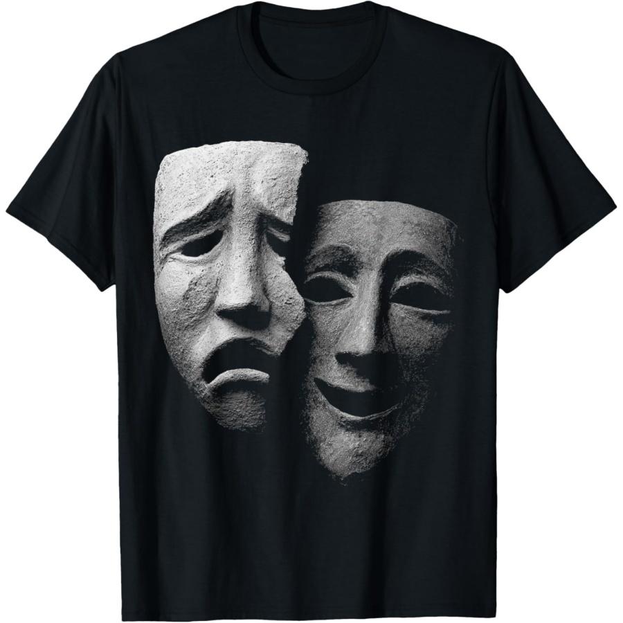 Happy Sad Mask Face Cinema Theatre T-Shirt(1) XXXXXL чёрный
