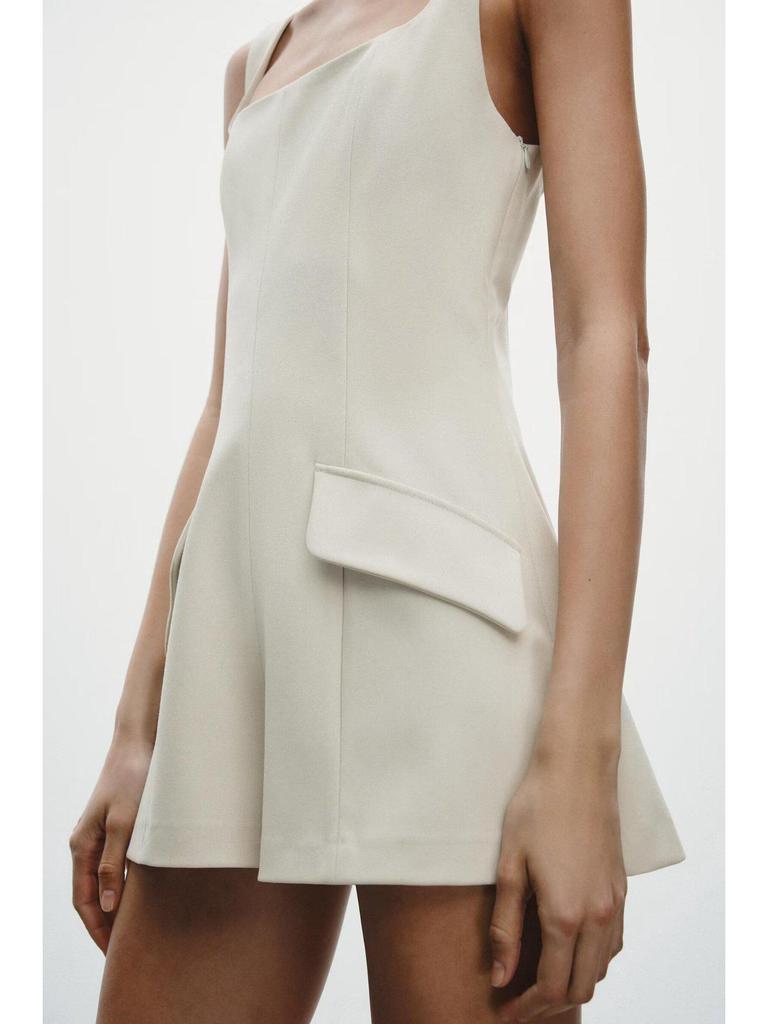 2025 Spring/Summer Women's Backless Sleeveless Square Neck Jumpsuit Dress with Patch Pocket and Spaghetti Straps