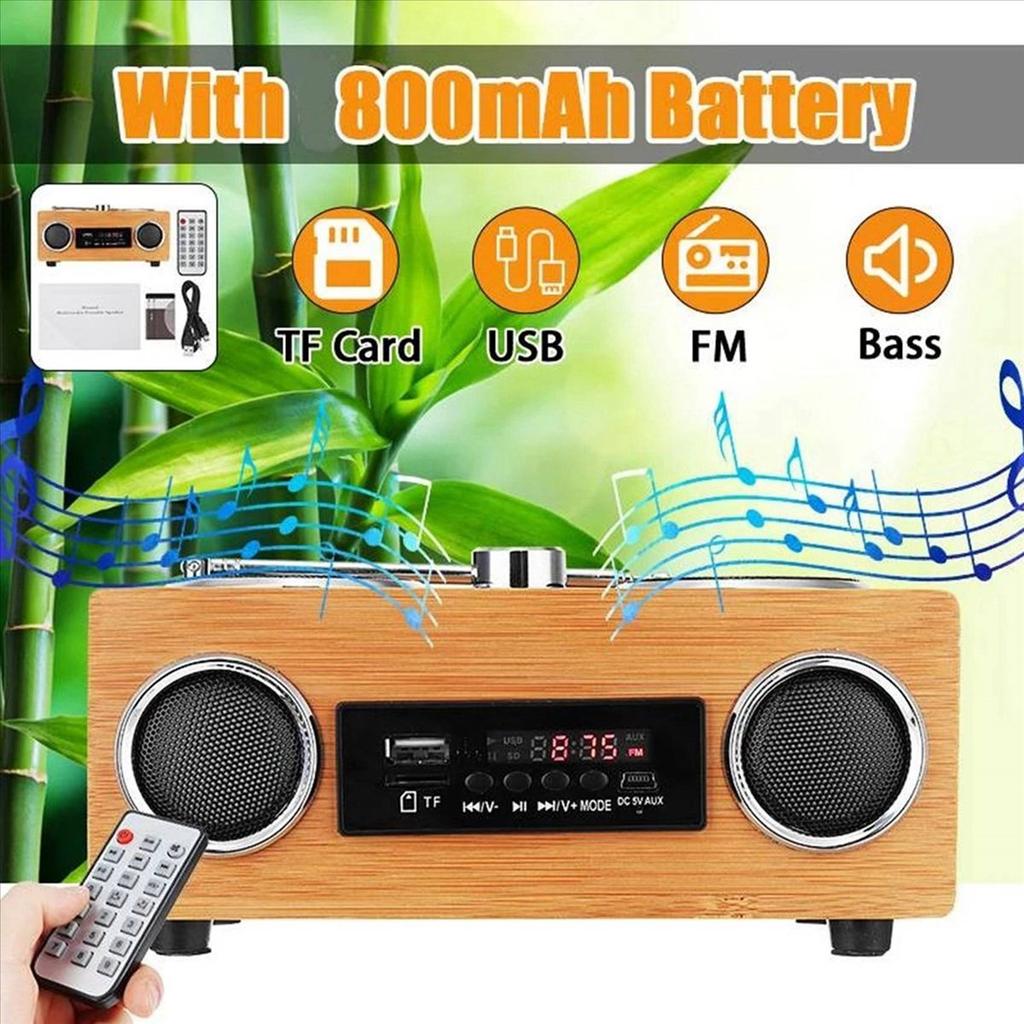 Wireless Wooden Retro Speaker Radio Subwoofer Home Sound Column Bluetooth Music Center Support USB/TF/FM