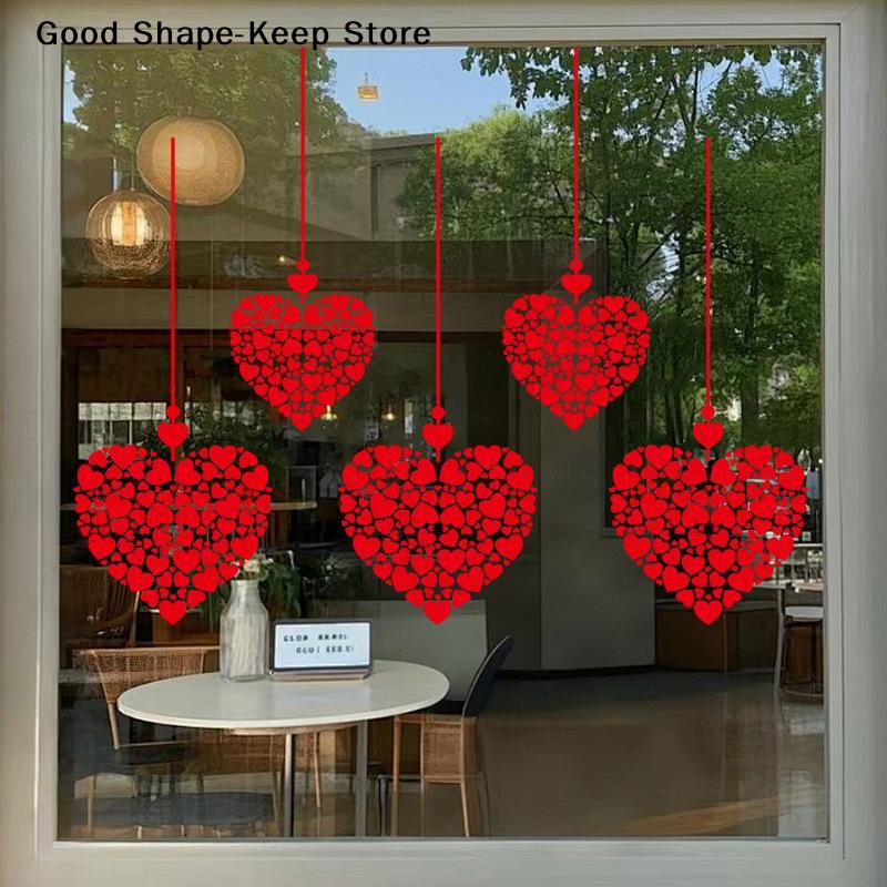 1pcs Valentine's Day Heart-shaped Stickers Atmosphere Decorative Stickers,For Glass Windows And Display Windows, Window Stickers