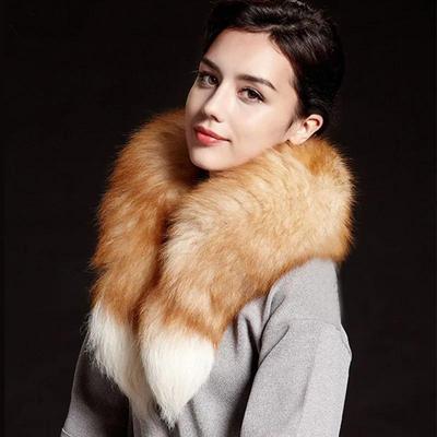 Stor revehale fluffy ekte revepelskjerf dame vinter varm 100% ekte pels skjerf jenter mote 90cm ekte revepels hale muffe