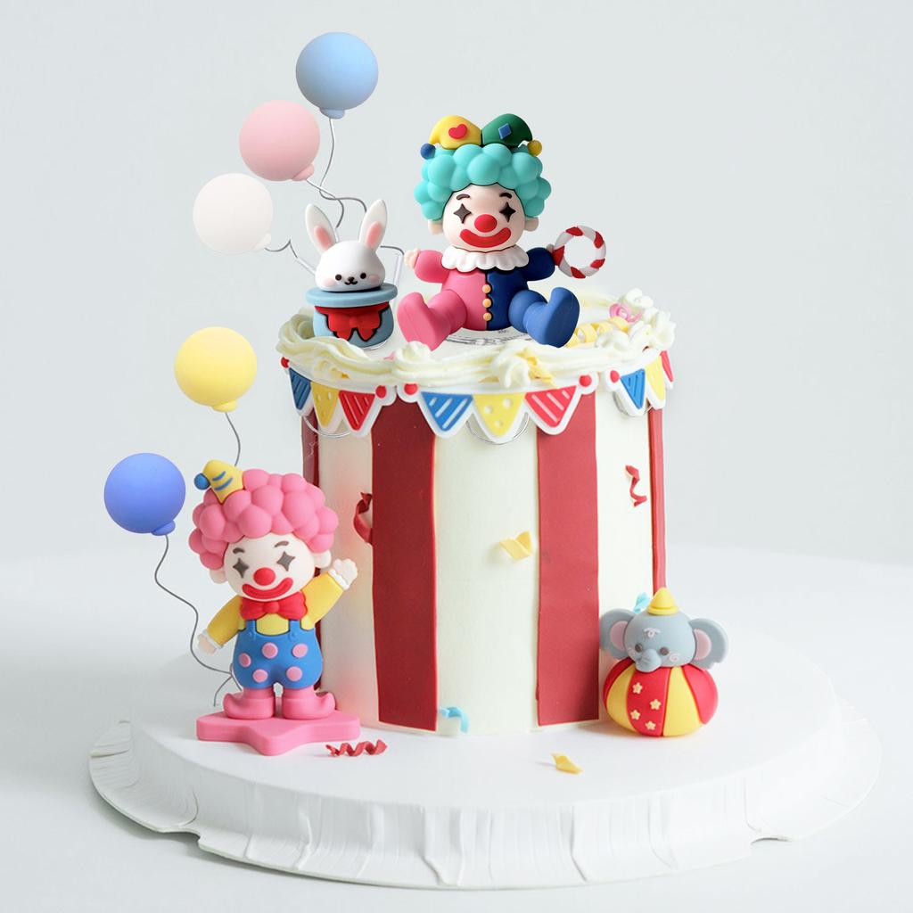 12pcs Circus Cake Decorations Clown Animal Ball Cake Selection Carnival Birthday Party Supplies Circus Baby Shower Decorations