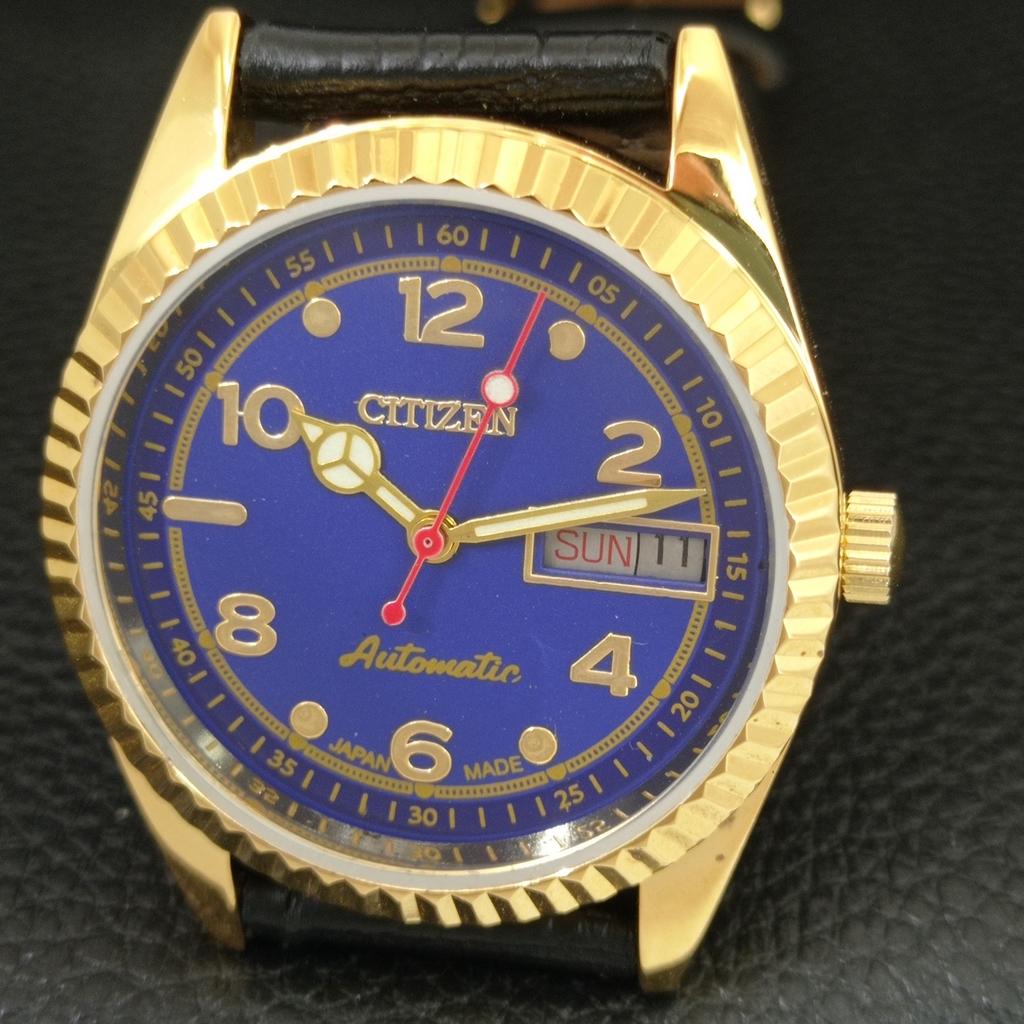 AUTOMATIC VINTAGE REFURBISHED CITIZEN 8200 JAPAN MENS BLUE DIAL WATCH a445318-1