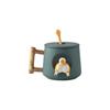 Creative Cartoon 3D Ceramic Mug 420ml Dog Design Milk Tea Cup Heat-resistant with Lid and Spoon Water Cup Breakfast