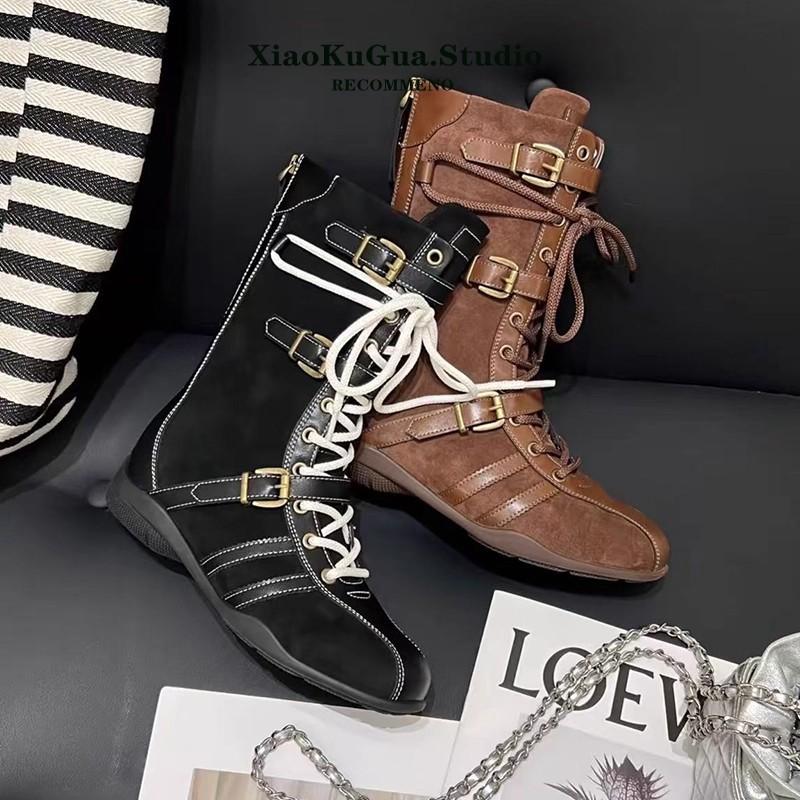 Niche Retro Platform Boots Women's 2025 New Autumn Versatile Belt Buckle Martin Boots Strap Short Boots Boxing Boots