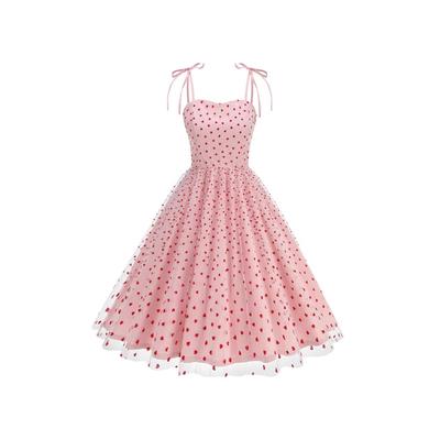 European and American Suspender Dress New Embroidered Embroidered Mesh Valentine's Day Couple Fresh and Sweet Dress