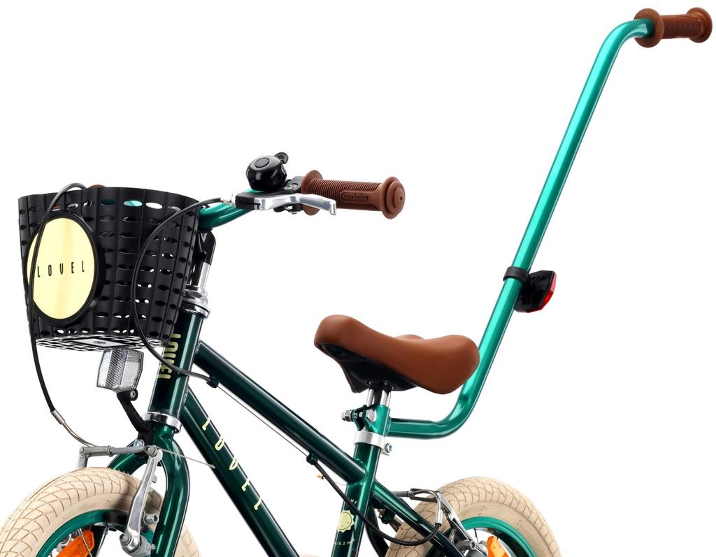 Kids Green LOVEL 14" Steel Bike with Training Wheels, Basket & V-Brakes