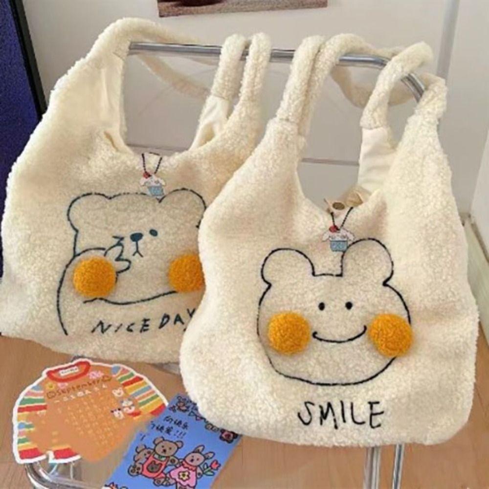 

Large Capacity Women Wool Bag Soft Large Capacity Tote Bag Cute Lamb Plush Bag