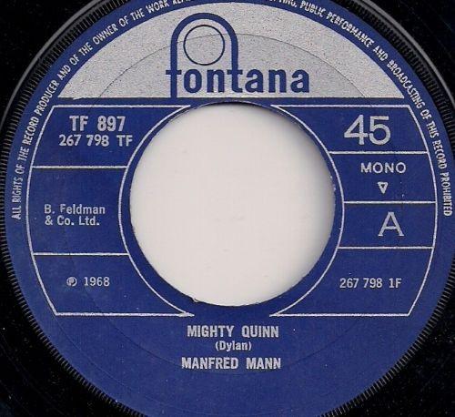 

7inch Record MANFRED MANN - Mighty Quinn TF897 Fontana 1968 UK Rock Used