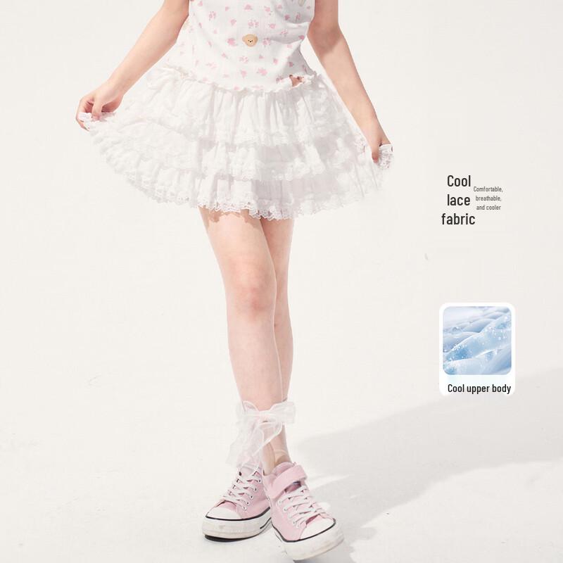 Girls' Cotton Lace A-Line Skirt