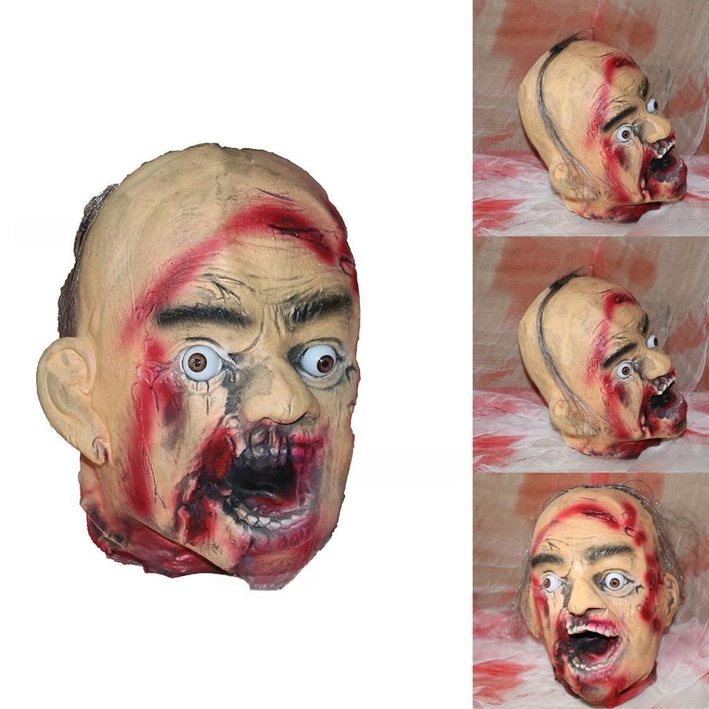 Horror Latex Foam Zombie Dry Corpse Hanging Head For Halloween Escape Room Decor And Costume