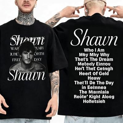 Rapper Zanger Shawn Mendes op The Road Again Tour 2025 Album Merchandise T-shirt Heren Mode Oversized Korte Mouw T-shirt Streetwear