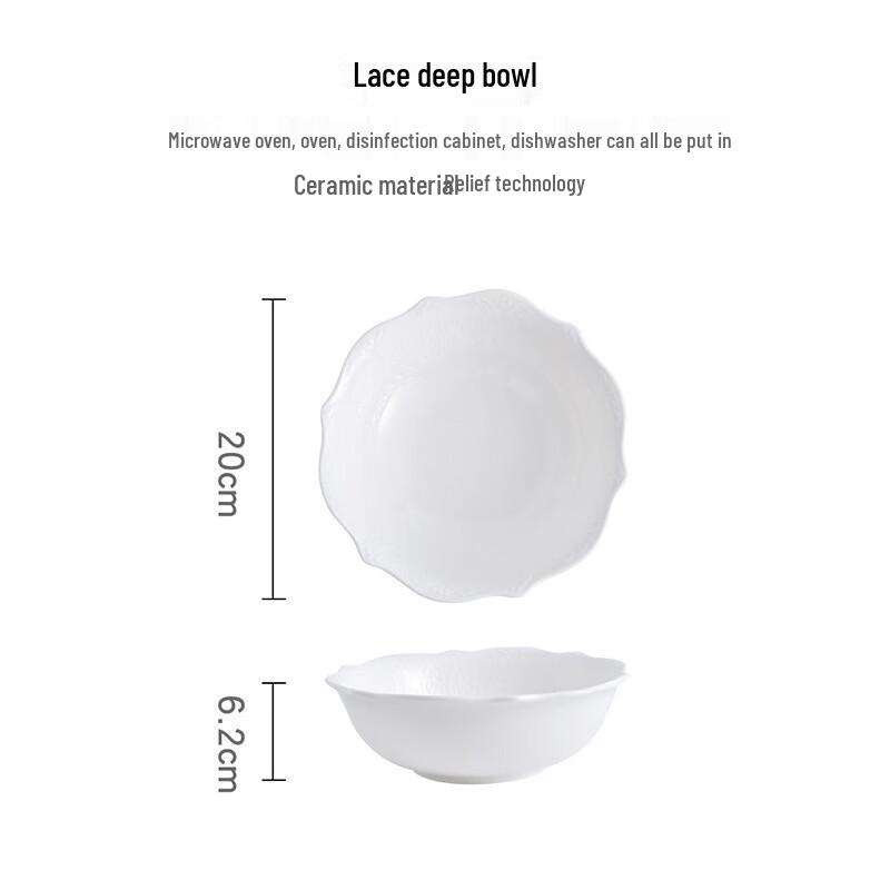 

Alice Lace Embossed Ceramic Dinner Bowl
