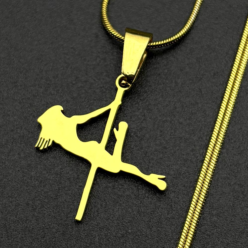 Catena Artistica Moda Pole Dance Per Donne Uomini Acciaio Inossidabile Colore Oro Eleganza Ginnastica Ritmica Collana Gioielli Regali