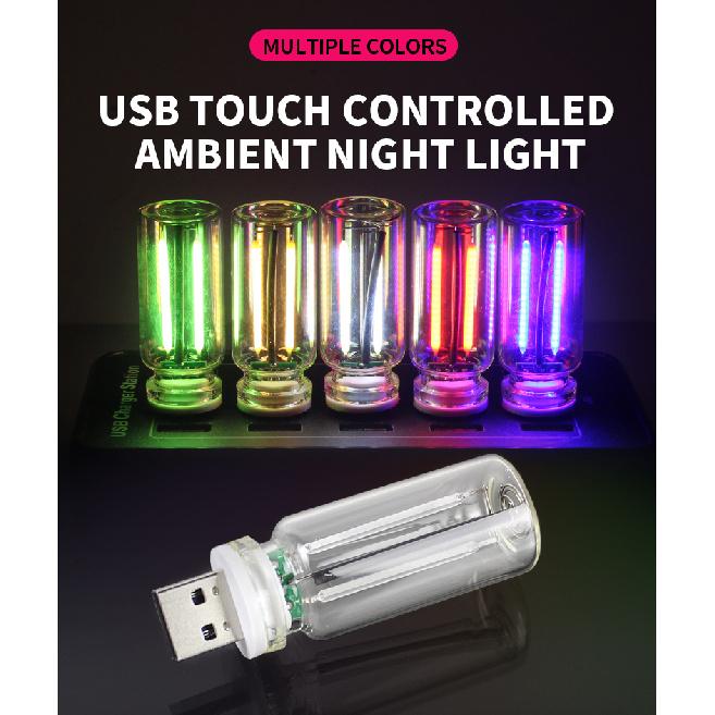 Car Mini USB Plug LED Night Light Touch Control Dimmable Ambient Lights Decorative Atmosphere Lamps for Car Interior Lighting Dome Lights 6