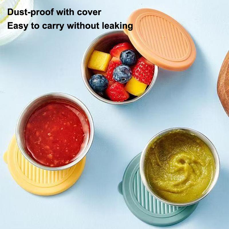 Recipiente para Molho e Tempero em Aço Inoxidável 304 50ml Copo para Molho Tampa de Silicone à Prova de Vazamento Prato para Molhar Salada Pequena Caixa de Armazenamento
