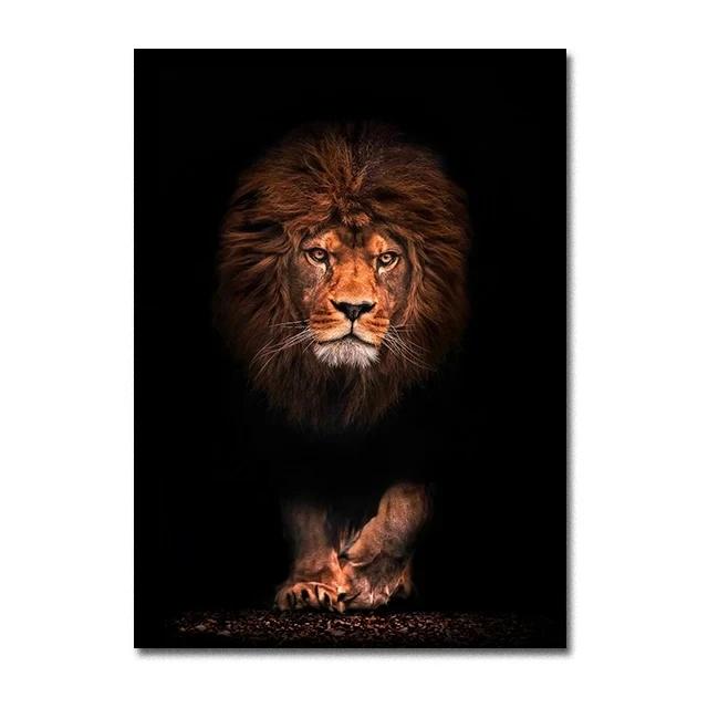 Modern Lion Family Wall Art Canvas Painting Print Posters Nature Animal Tiger Mural Pictures for Living Room Home Decoration