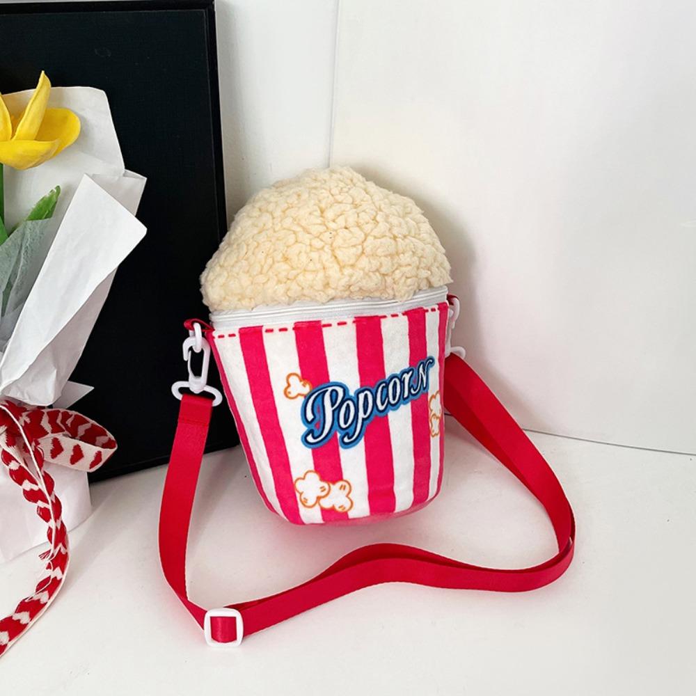 Personality Cartoon Popcorn Shoulder Bag Adjustable Strap Creative Bucket Bag  Outdoor