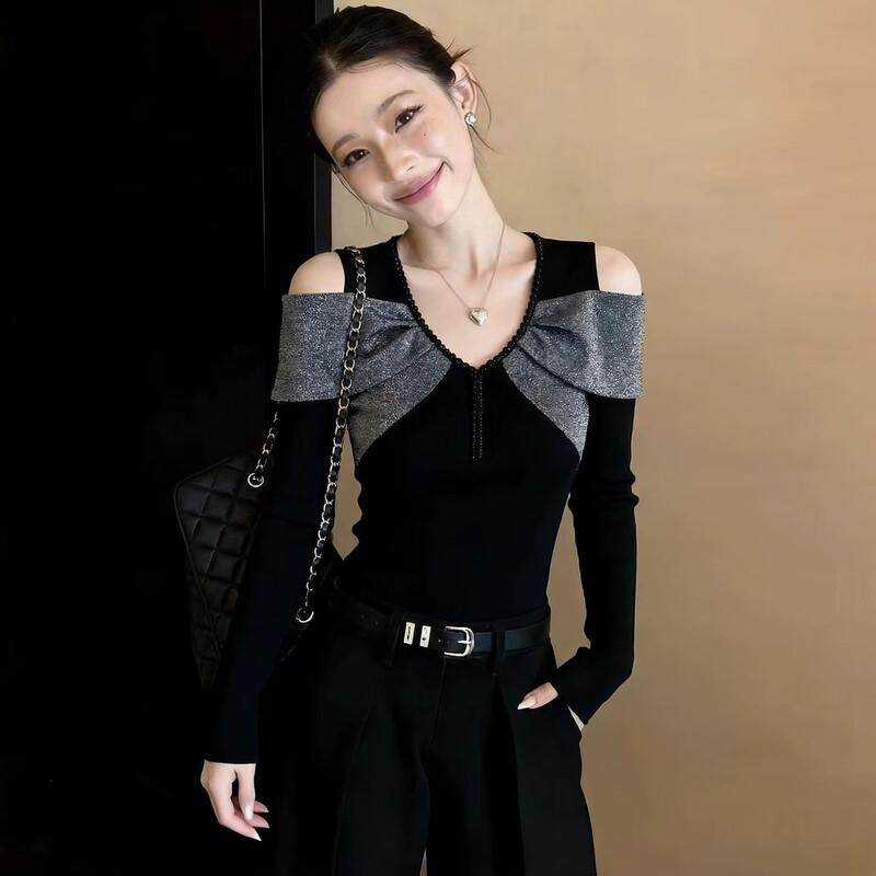 La Chapelle Korean-Style Colorblock V-Neck Top