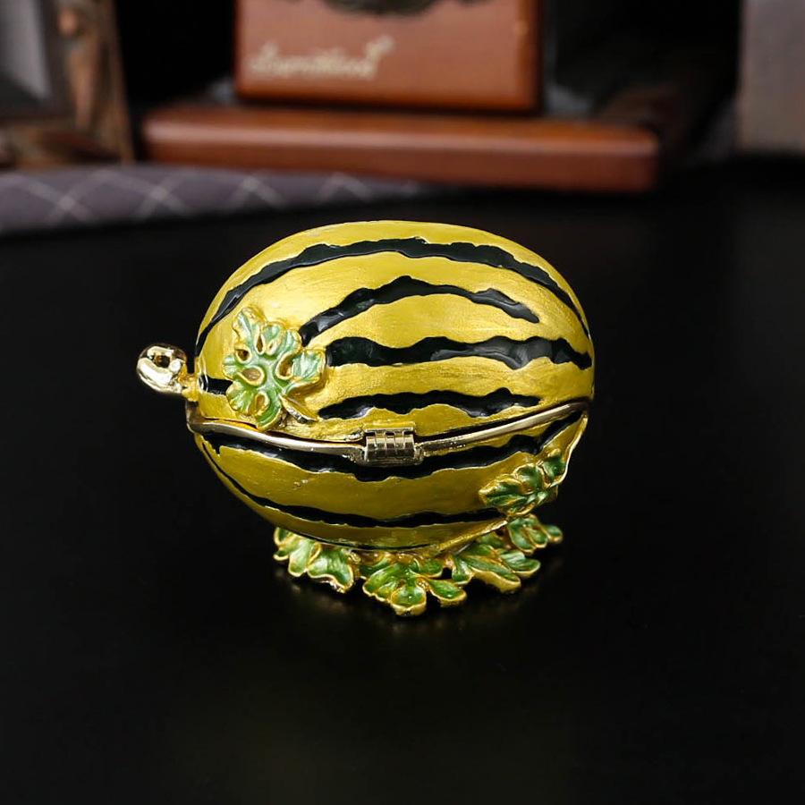 Enamel watermelon jewelry box Simulation watermelon ornament jewelry storage Flip dust ring stud earrings jewelry box Household