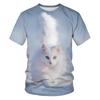 Summer Trendy Animal Cat Round Neck Short Sleeved 3D Digital Printed Men's Short Sleeved T-shirt