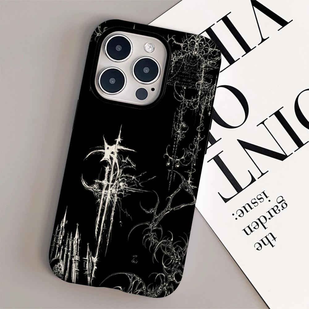 

Темный готический дизайн Чехол для телефона Пленочная оболочка Для iPhone 16e 16 15 14 13 12 11 Pro Max Plus XS iPhone 14 Pro Max