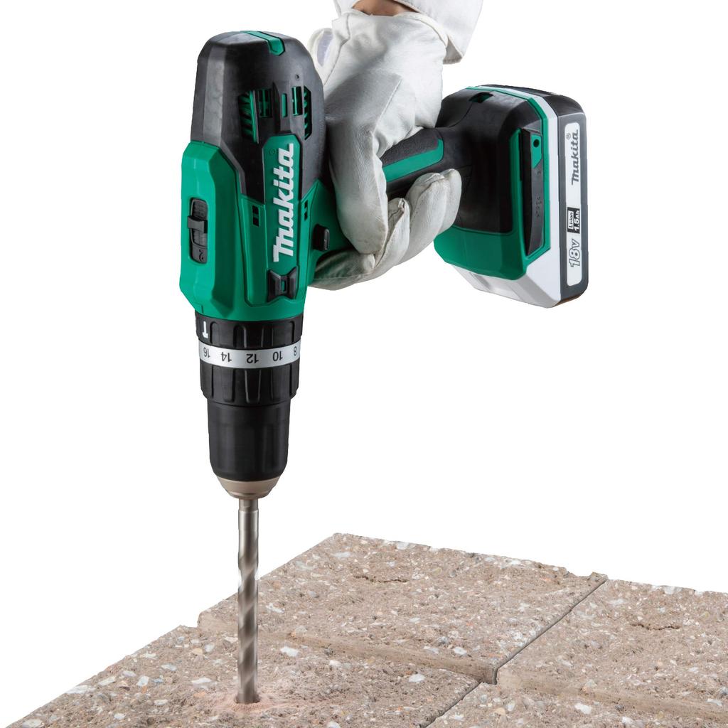 Makita MHP003DSX Rechargeable Impact Driver 18V with Battery and Green Drill, 1.5Ah, Charger,