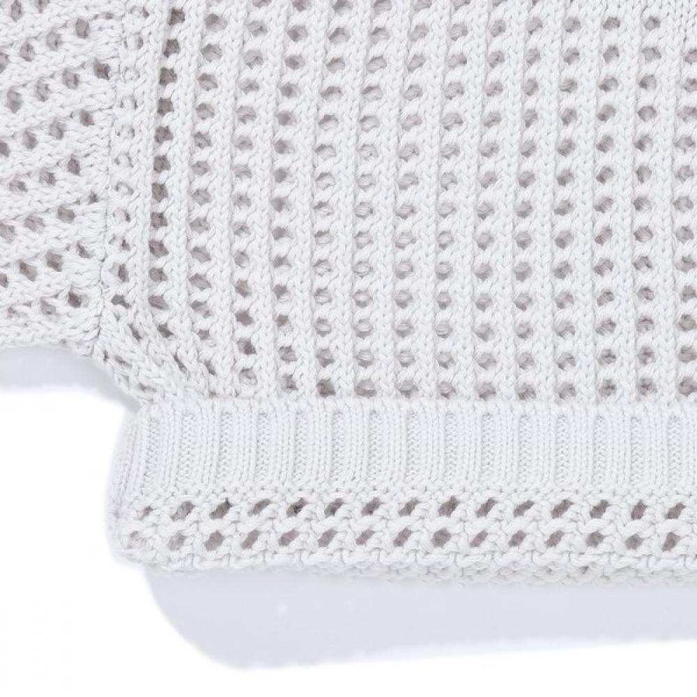 Bluetail Light Gray Star Jacquard Mesh Crop Knit Aaa4sw02lg