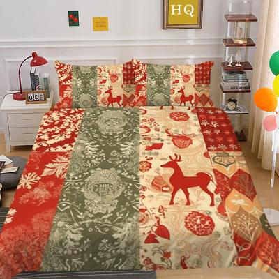 Weihnachtsdruck 3D-Druck Polyester Kissenbezug Bettbezug Zwei- oder Dreiteiliges Set