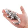 3D Printed Silver Wagging Tail Crocodile, Joints Movable, Novel Multi-Color Printing Technology Gift Small Toy