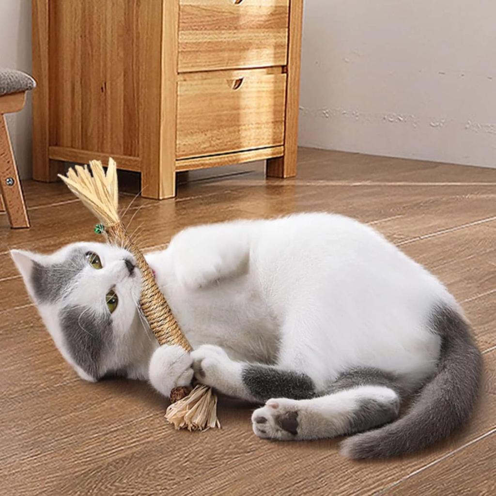Natural Sisal Catnip Toys for Cats Durable Rope Chew Sticks Interactive Cat Play Toy Set for Indoor Use 4 Pack