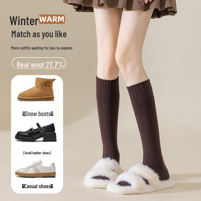Women's Plush Cashmere Calf Socks - Cozy, Thickened Wool for Autumn & Winter