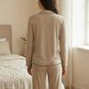 European and American long-sleeved pajamas set women's lapel button homewear knitted cardigan two-piece set wholesale