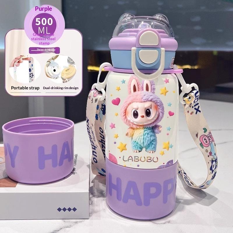 Thermos Cup Children's Double Cup Lid Water Cup Student Use School Convenient Thermal Insulation Pot