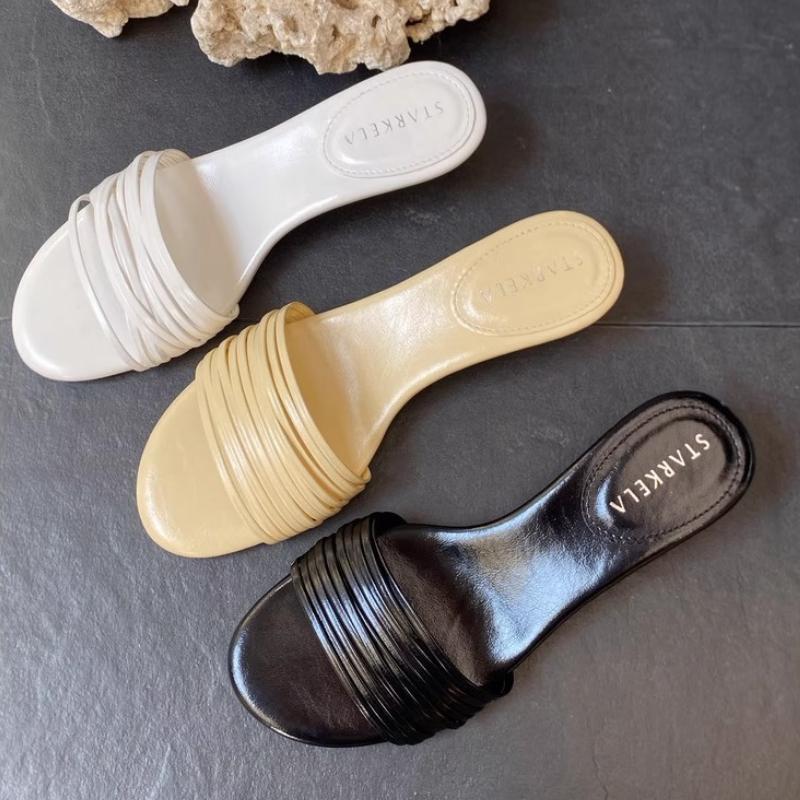 Fashion Comfort Round Toe Kitten Heel Brand Slippers Women Sexy Open Toe Shallow Narrow Band Design Slide Sandals Elegant Party Dresses