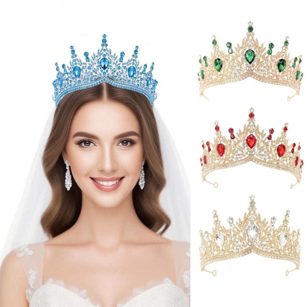 Shiny Ornament Baroque Queen Tiaras Luxury Princess Crown Bridal Headwear  for Women Girls