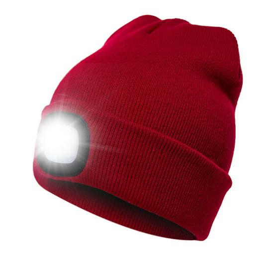 Unisex čepice LED baterka čepice Teplá pohodlná čepice LED z vlněné příze se světlem pro venkovní použití
