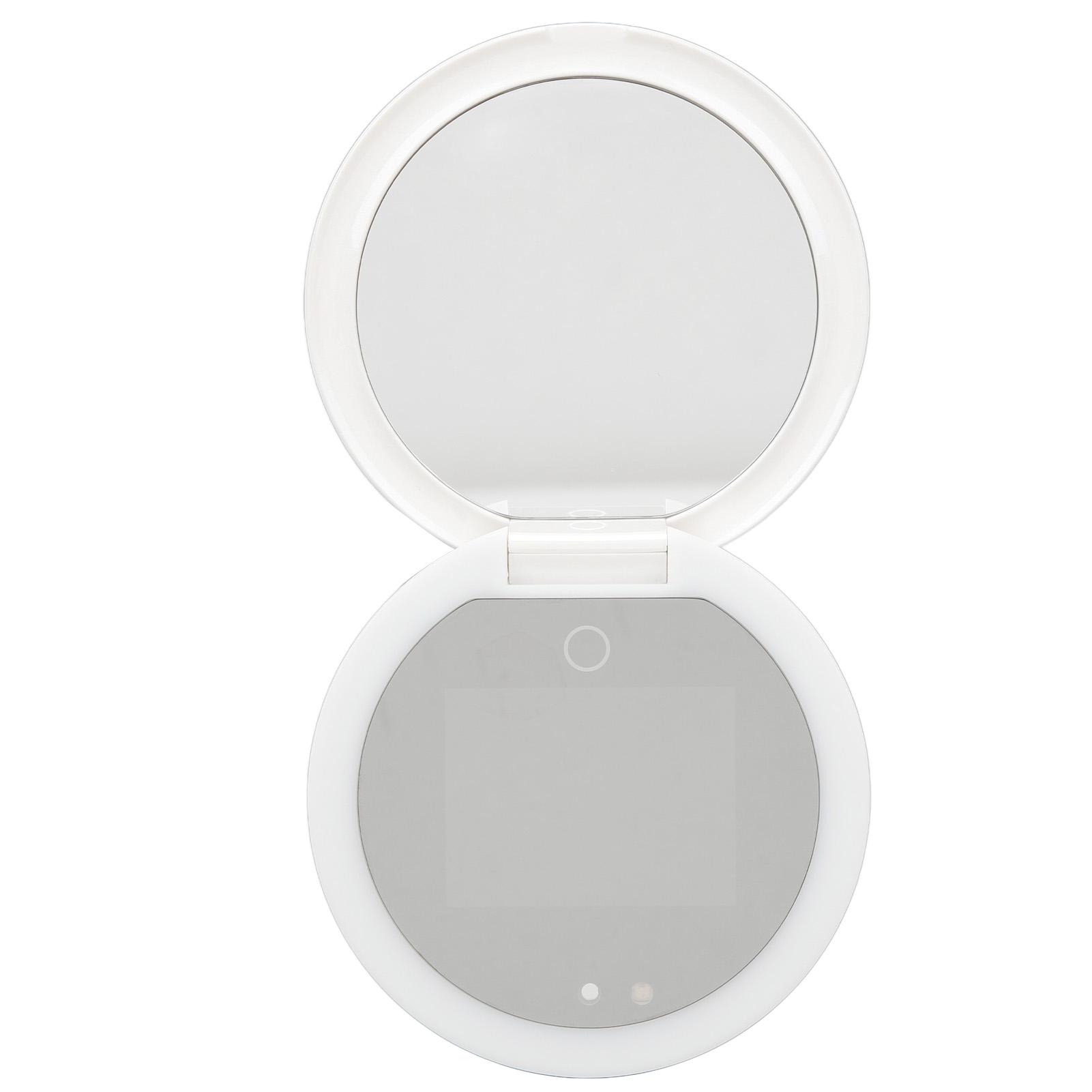 

Travel Compact Mirror with UV Camera Sun Testing Double Side Adjustable Light Makeup Mirror for Pocket Purse Handbag