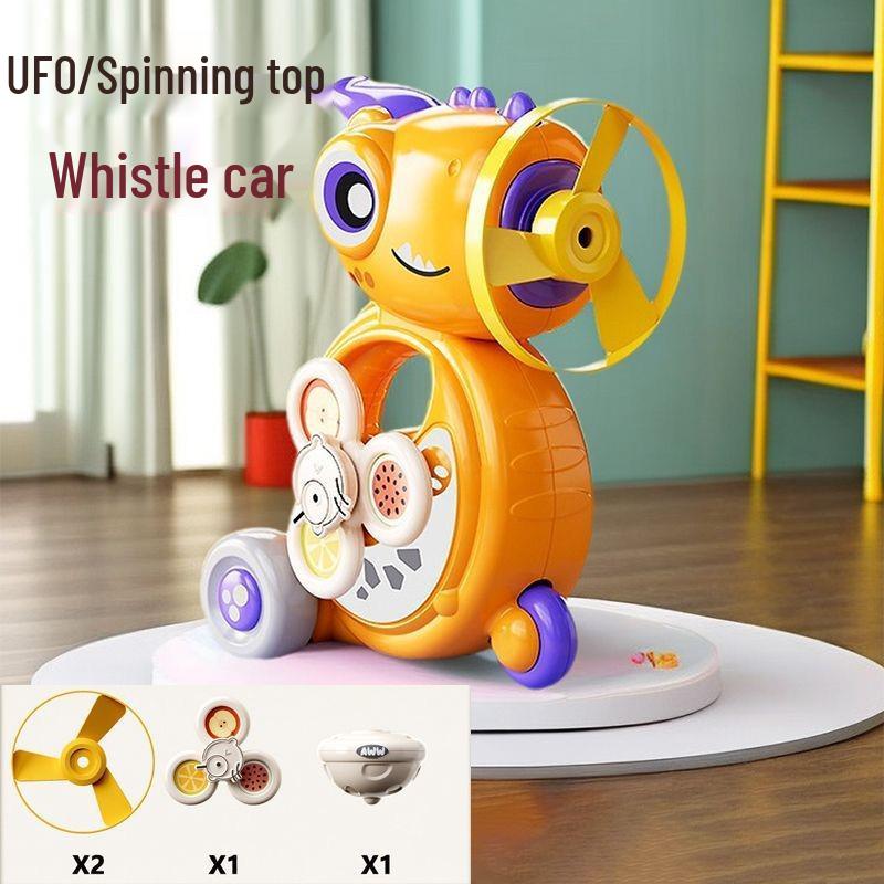 

Мультяшный динозавр НЛО гироскоп свисток волчок 5-в-1 бамбуковая стрекоза игрушка для малышей