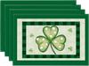 St. Patrick's Day Quotes Green Placemat for Dining Table, 12 X 18 Inch Lucky Clover Shamrock Holiday Rustic Washable Table Mat Set of 4