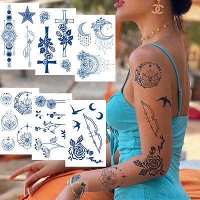 Adesivos de Tatuagem de Suco, Adesivos de Tatuagem Herbal, Adesivos de Tatuagem Semipermanentes de Letras Inglesas Tatuagem