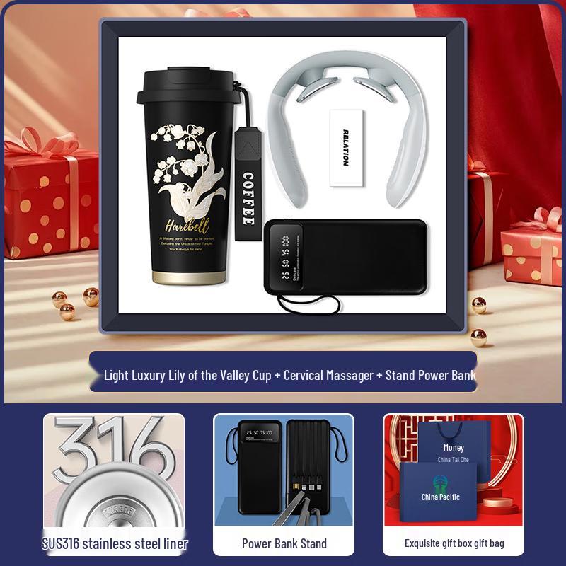 Creative Gift Set with Coffee Cup, Massager & Power Bank