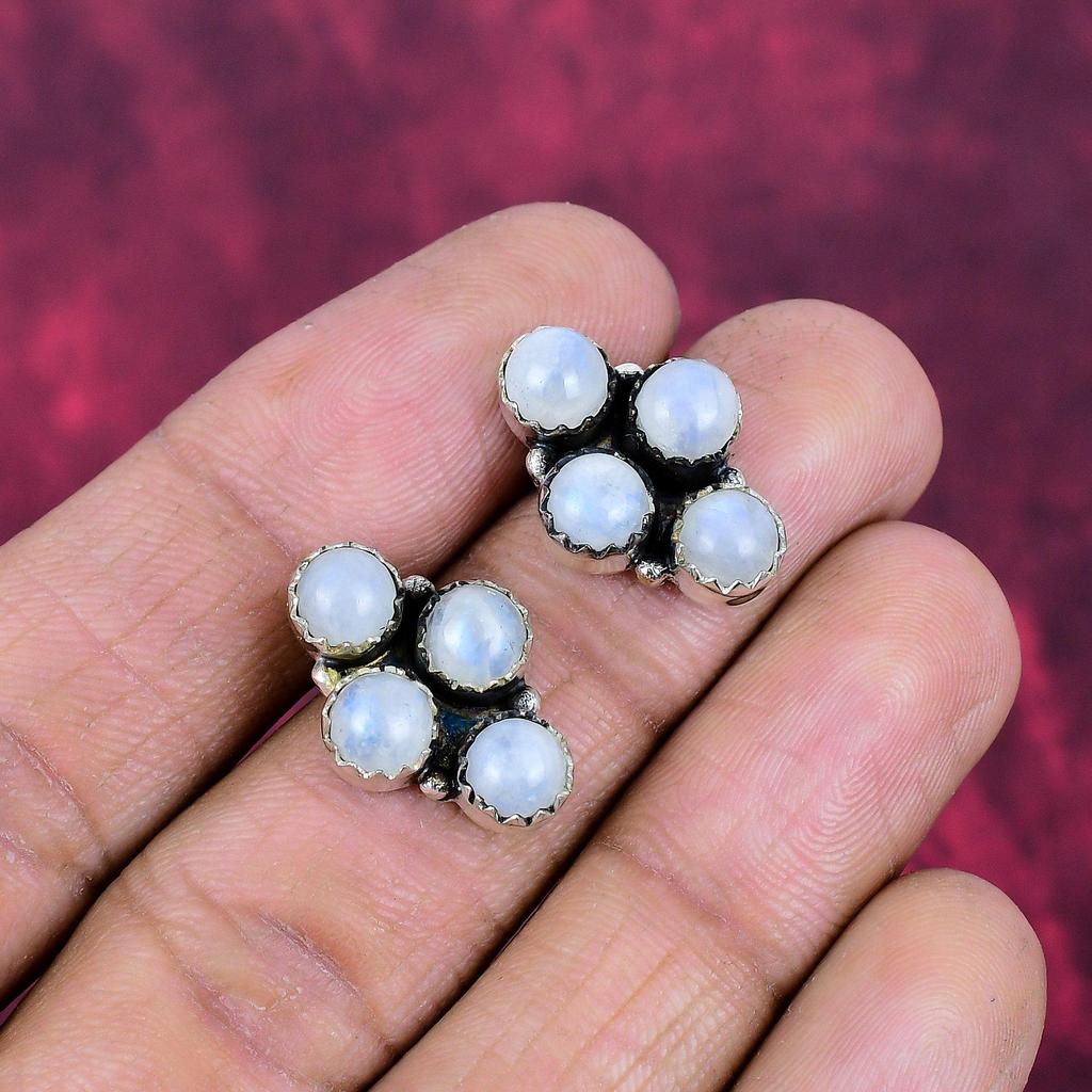 Regenbogen-Mondstein Schmuck, 925 Sterlingsilber Ohrringe Schmuck, Handgefertigte Ohrringe Edelstein Schmuck Für Frauen