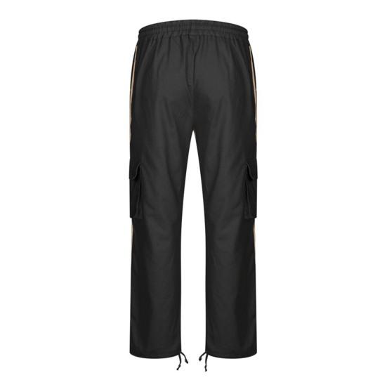 Men Pants with Multi Pockets Drawstring Elastic Waist Wide Leg Loose Cargo