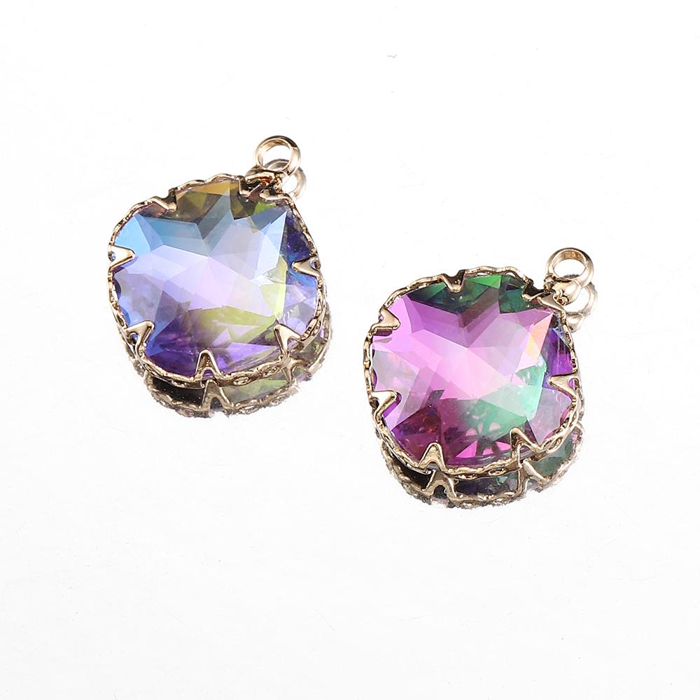 

2Pcs/Pair Purple Glass Waterdrop Crystal Flare Charm Resin Heart Shape Earring Pendant for DIY Necklace Jewelry Making Supplies